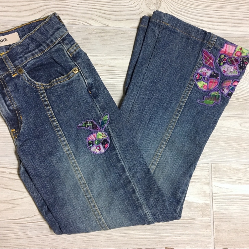 Vintage GAP PATCHWORK Flare Jeans Little Girls 10 Slim